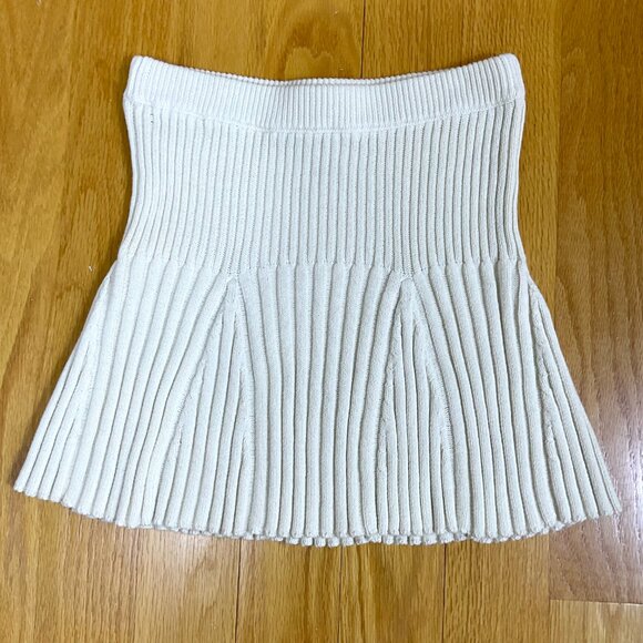 Reformation Skirt Knit Ribbed Ivory Mini Organic Cotton (S) - Picture 6 of 9